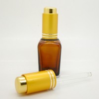 empty square cosmetic dropper glass bottles with Push dropper